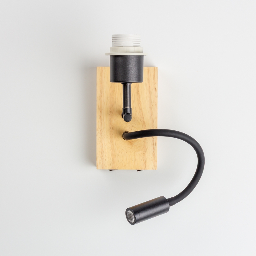 Brilagi - LED flexible Kinder-Wandleuchte BOBO WOOD 1xE27/25W/230V + LED/3W Eiche/Schwarz/Weiß/Tiermotive