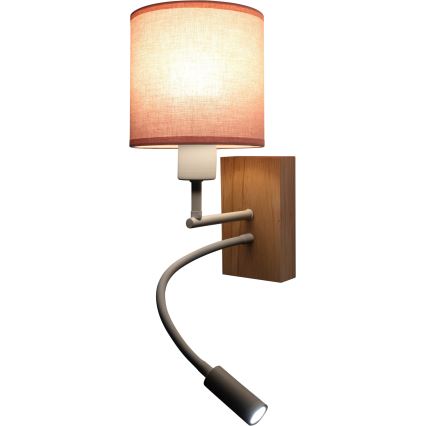 Brilagi - LED Flexible Wandleuchte BOBO WOOD 1xE27/25W/230V + LED/3W Eiche/Weiß/Rosa