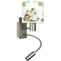 Brilagi - LED-flexible Kinder-Wandleuchte BOBO 1xE27/25W/230V + LED/3W matt-chrom/weiß/grün/Dschungel