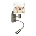 Brilagi - LED flexible Kinder-Wandleuchte BOBO 1xE27/25W/230V + LED/3W mattchrom/weiß/rosa/Feen-Motiv