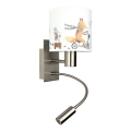 Brilagi - LED flexible Kinder-Wandleuchte BOBO 1xE27/25W/230V + LED/3W mattchrom/weiß/Tiermotive
