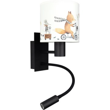 Brilagi - LED flexible Kinder-Wandleuchte BOBO 1xE27/25W/230V + LED/3W schwarz/weiß/Tiermotive