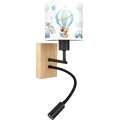 Brilagi - LED flexible Kinder-Wandleuchte BOBO WOOD 1xE27/25W/230V + LED/3W Eiche/schwarz/weiß/blau/Bärchen