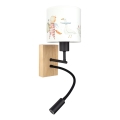 Brilagi - LED flexible Kinder-Wandleuchte BOBO WOOD 1xE27/25W/230V + LED/3W Eiche/Schwarz/Weiß/Tiermotive