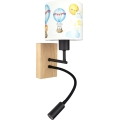 Brilagi - LED-flexible Kinder-Wandleuchte BOBO WOOD 1xE27/25W/230V + LED/3W Eiche/Schwarz/Weiß/Tiermotive