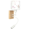 Brilagi - LED flexible Kinder-Wandleuchte BOBO WOOD 1xE27/25W/230V + LED/3W Eiche/Weiß/Creme/Häschen