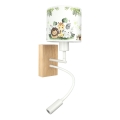 Brilagi - LED-flexible Kinder-Wandleuchte BOBO WOOD 1xE27/25W/230V + LED/3W Eiche/Weiß/Grün/Dschungel