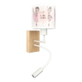Brilagi - LED flexible Kinder-Wandleuchte BOBO WOOD 1xE27/25W/230V + LED/3W Eiche/weiß/rosa/Ballerinas