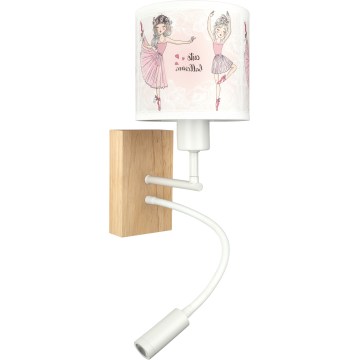 Brilagi - LED flexible Kinder-Wandleuchte BOBO WOOD 1xE27/25W/230V + LED/3W Eiche/weiß/rosa/Ballerinas