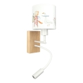 Brilagi - LED flexible Kinder-Wandleuchte BOBO WOOD 1xE27/25W/230V + LED/3W Eiche/Weiß/Tiermotive