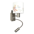 Brilagi - LED flexible Wandleuchte für Kinder BOBO 1xE27/25W/230V + LED/3W mattchrom/weiß/Tiermotive