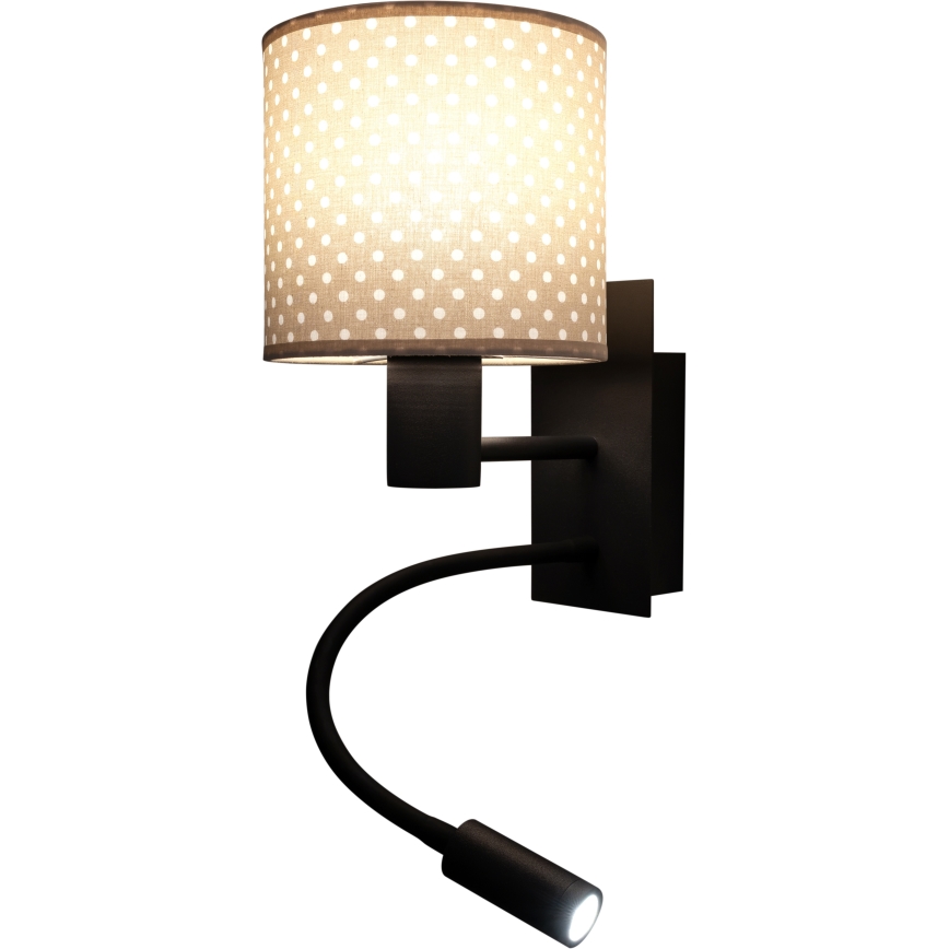 Brilagi - Flexible LED-Wandleuchte BOBO 1xE27/25W/230V + LED/3W schwarz/beige/gepunktet