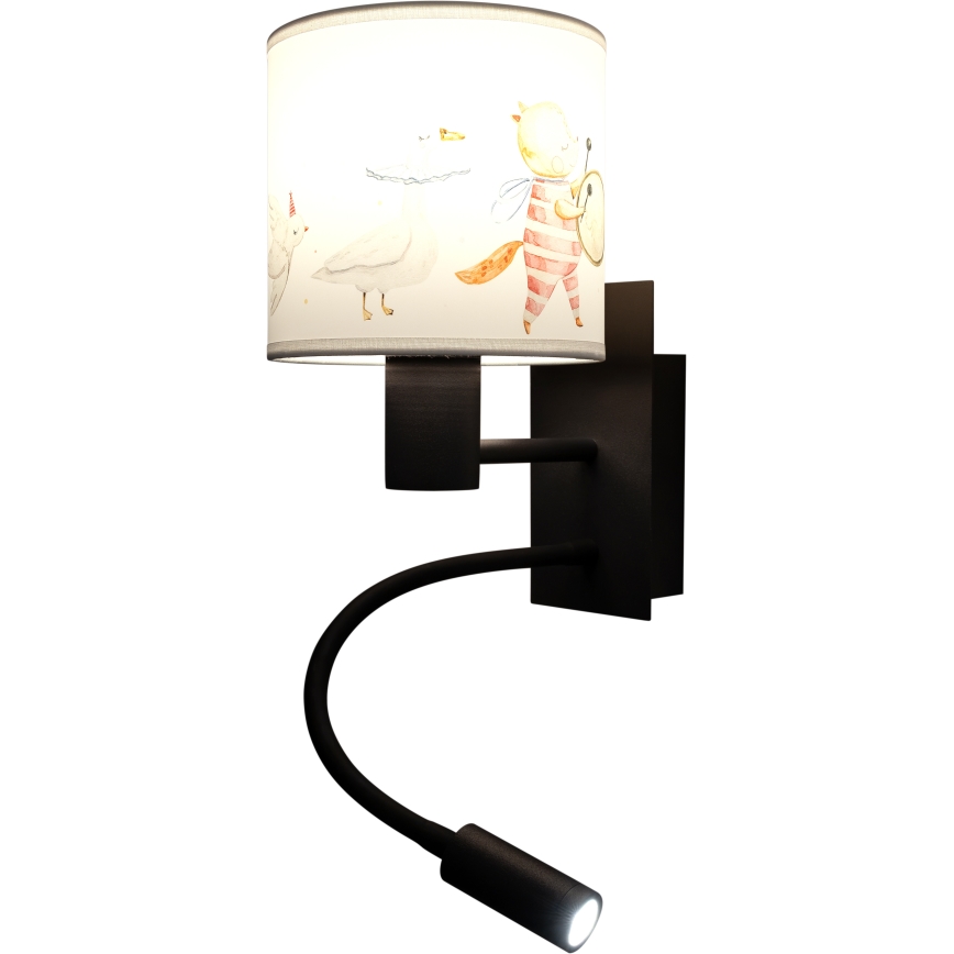 Brilagi - Flexible LED-Wandleuchte für Kinder BOBO 1xE27/25W/230V + LED/3W schwarz/weiß/Tiermotive