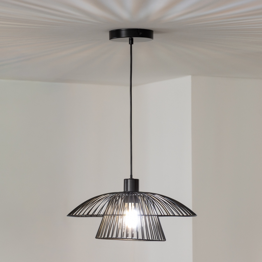 Brilagi - LED-Hängeleuchte an Drahtseil CERIA WIRE 1xE27/40W/230V Ø 38 cm schwarz