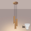 Brilagi - LED-Hängeleuchte an Drahtseil CRESTO 3xGU10/10W/230V goldfarben