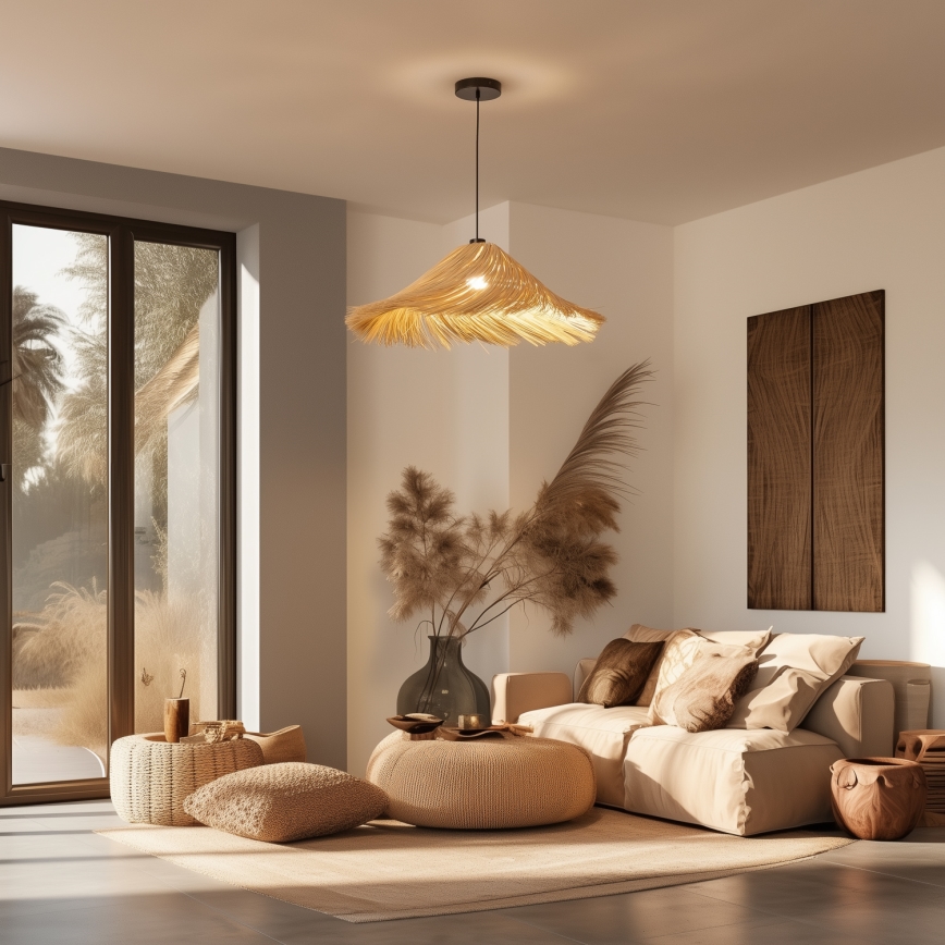 Brilagi - LED-Hängeleuchte an Kabel CERIA BOHO 1xE27/40W/230V Ø 100 cm Rattan