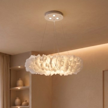 Brilagi - LED-Hängeleuchte an Kabel FEATHER 3xE27/40W/230V + 3xLED/3W Ø 50 cm weiß