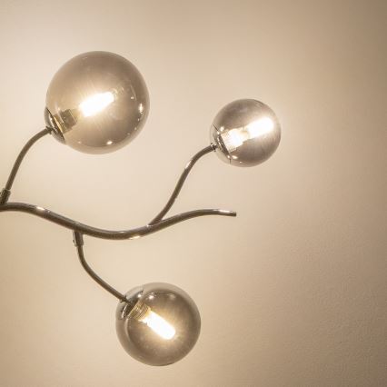 Brilagi - LED-Hängeleuchte an Kabel MISTEL 6xG9/3W/230V schwarz/chrom/rauchglas