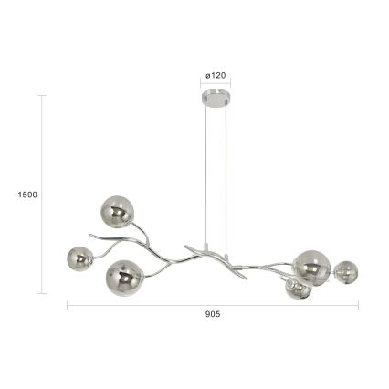 Brilagi - LED-Hängeleuchte an Kabel MISTEL 6xG9/3W/230V schwarz/chrom/rauchglas