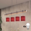 Brilagi - LED-Hängeleuchte an Kabel NUBILA 4xE27/60W/230V Grau/Pompejanischrot