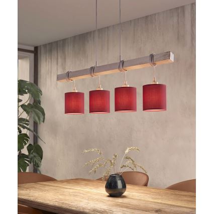 Brilagi - LED-Hängeleuchte an Kabel NUBILA 4xE27/60W/230V Grau/Pompejanischrot