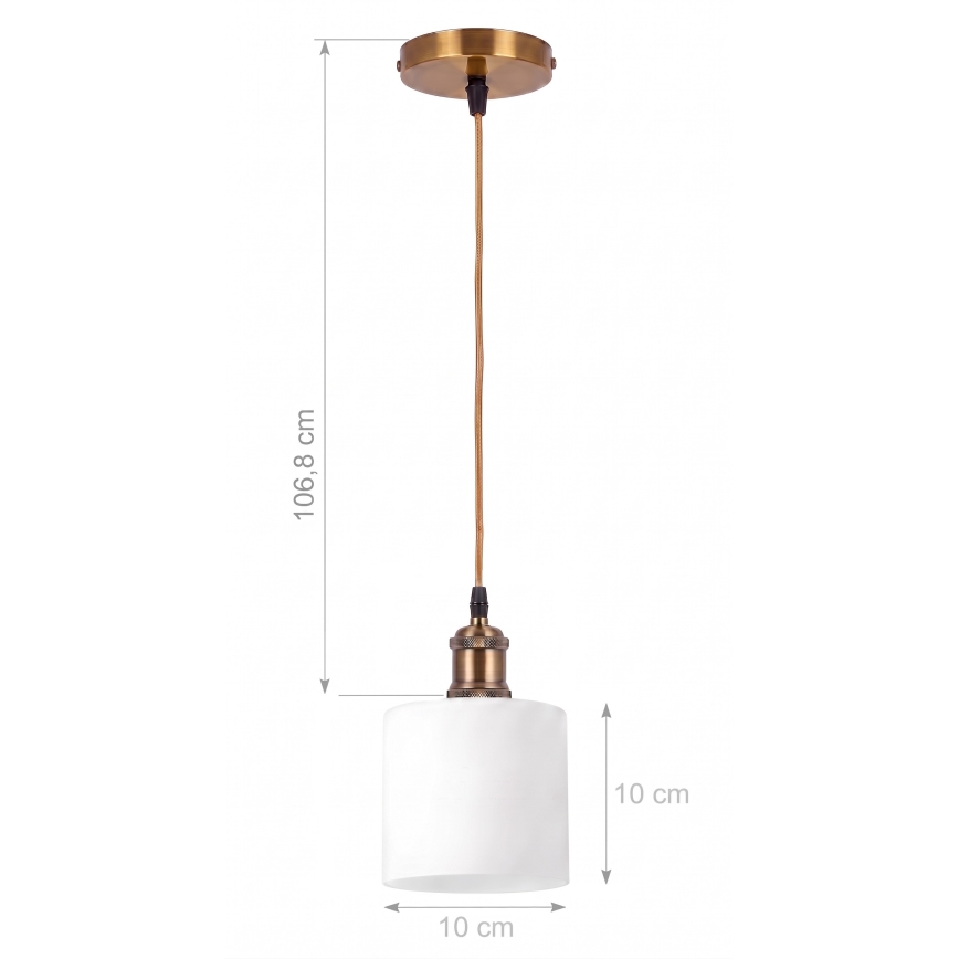 BRILAGI - LED-Hängeleuchte an Kabel RETRO GLASS 1xE27/60W/230V Ø 10 cm gold/weiß