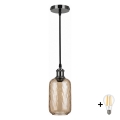 BRILAGI - LED-Hängeleuchte an Kabel RETRO GLASS 1xE27/60W/230V Ø 14 cm schwarz/rauchbraun