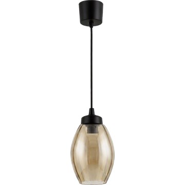 Brilagi - LED-Hängeleuchte an Kabel RETRO GLASS 1xE27/60W/230V Ø 17 cm schwarz/rauchbeige