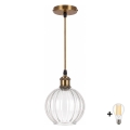 BRILAGI - LED-Hängeleuchte an Kabel RETRO GLASS 1xE27/60W/230V Ø 18 cm gold/klar