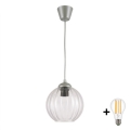 Brilagi - LED-Hängeleuchte an Kabel RETRO GLASS 1xE27/60W/230V Ø 18 cm silber/transparent