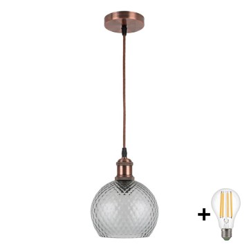 Brilagi - LED-Hängeleuchte an Kabel RETRO GLASS 1xE27/60W/230V Ø 18 cm weiß/rauchgrau
