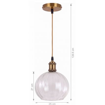 BRILAGI - LED Hängeleuchte an Kabel RETRO GLASS 1xE27/60W/230V Ø 25 cm gold/transparent