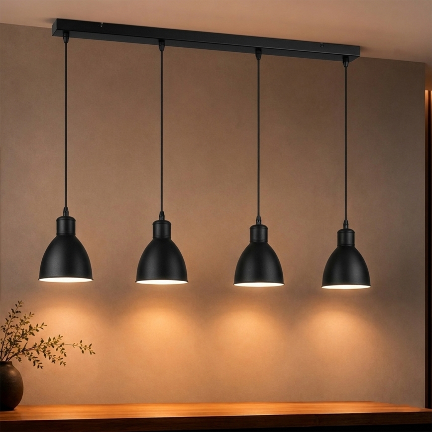 Brilagi - LED-Hängeleuchte an Kabel RIDDY 4xE27/60W/230V schwarz