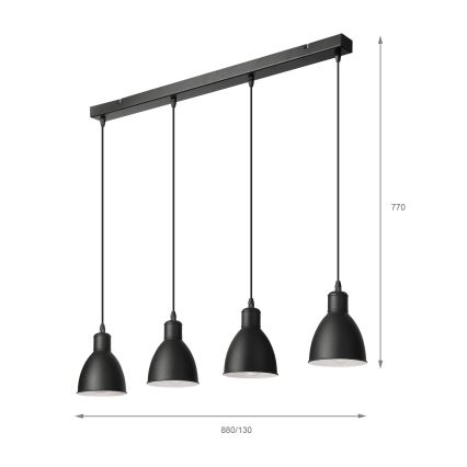 Brilagi - LED-Hängeleuchte an Kabel RIDDY 4xE27/60W/230V schwarz