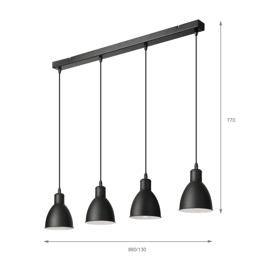 Brilagi - LED-Hängeleuchte an Kabel RIDDY 4xE27/60W/230V schwarz