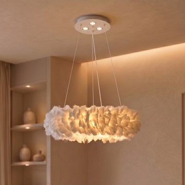 Brilagi - LED-Hängeleuchte an Stahlseil FEATHER 3x E27/40W/230V + 3x LED/3W, Ø 40 cm, weiß