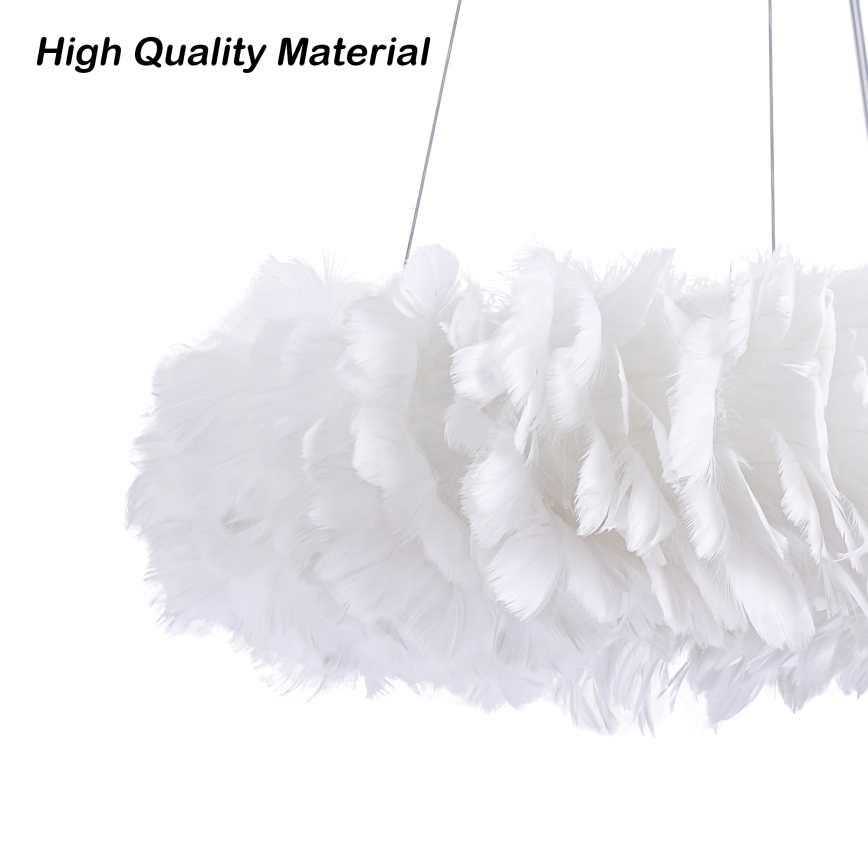 Brilagi - LED-Hängeleuchte an Stahlseil FEATHER 3x E27/40W/230V + 3x LED/3W, Ø 40 cm, weiß