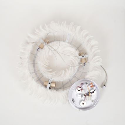 Brilagi - LED-Hängeleuchte an Stahlseil FEATHER 3x E27/40W/230V + 3x LED/3W, Ø 40 cm, weiß