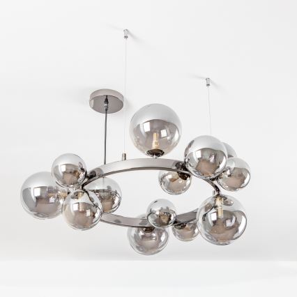 Brilagi - LED-Hängeleuchte an Stahlseil MILLA 15xG9/3W/230V Schwarz-Chrom/Rauchglas