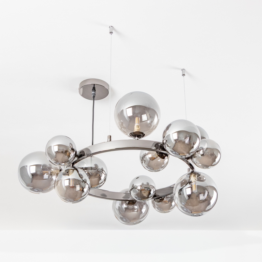 Brilagi - LED-Hängeleuchte an Stahlseil MILLA 15xG9/3W/230V Schwarz-Chrom/Rauchglas