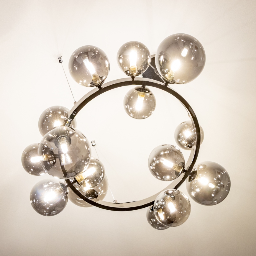 Brilagi - LED-Hängeleuchte an Stahlseil MILLA 15xG9/3W/230V Schwarz-Chrom/Rauchglas