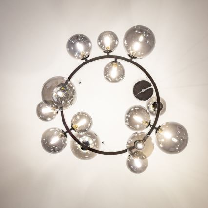 Brilagi - LED-Hängeleuchte an Stahlseil MILLA 15xG9/3W/230V Schwarz-Chrom/Rauchglas