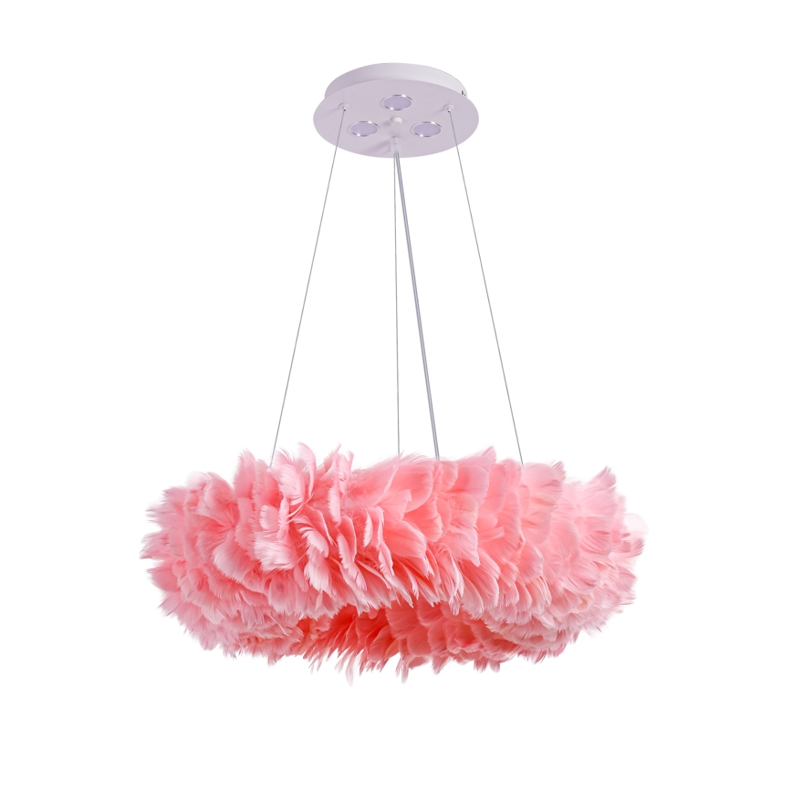 Brilagi - LED-Hängeleuchte FEATHER mit Kabelaufhängung, 3x E27/40W/230V + 3x LED/3W, Ø 50 cm, rosa
