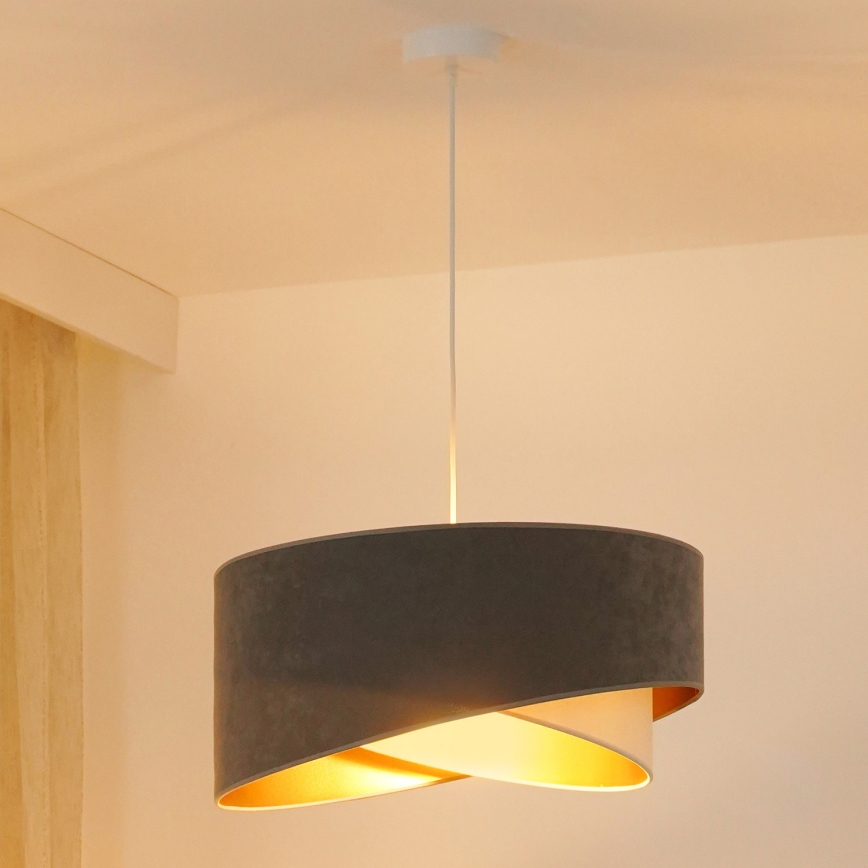 Brilagi - LED-Hängeleuchte LYRA 1xE27/15W/230V grau/cremefarben/golden