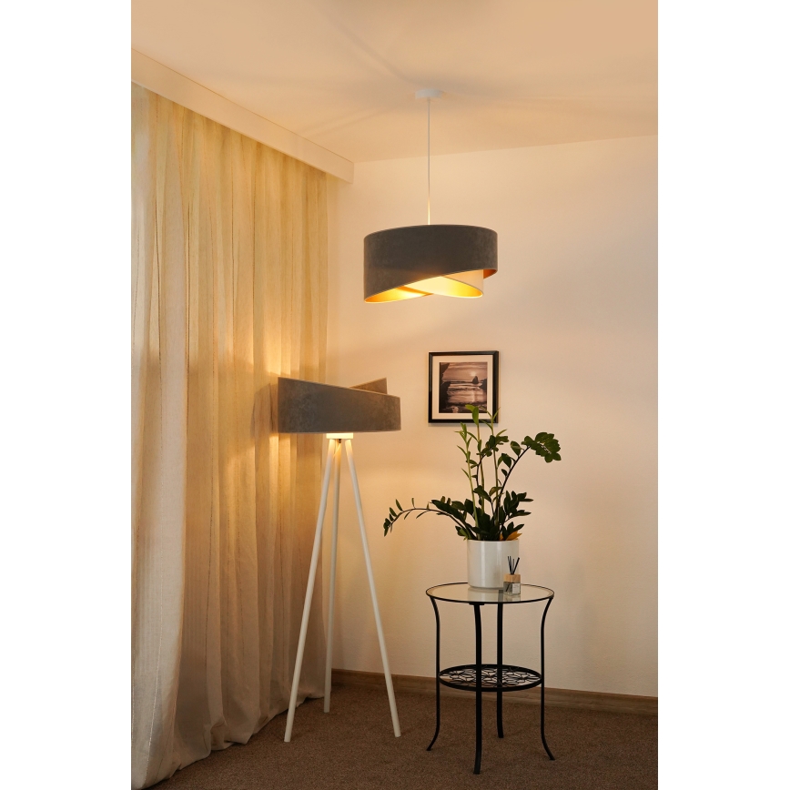 Brilagi - LED-Hängeleuchte LYRA 1xE27/15W/230V grau/cremefarben/golden
