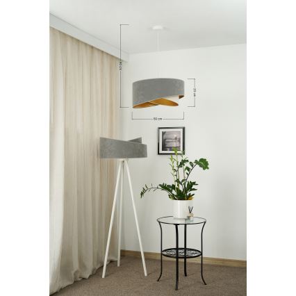 Brilagi - LED-Hängeleuchte LYRA 1xE27/15W/230V grau/cremefarben/golden