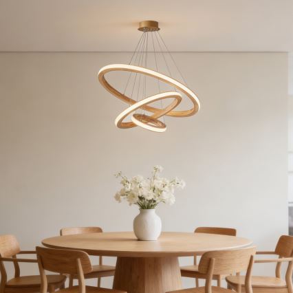 Brilagi - LED-Hängeleuchte mit Kabelaufhängung UMEA WOOD LED/45W/230V Ø 60 cm Holz