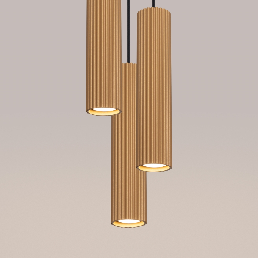 Brilagi - LED-Hängeleuchte mit Seilaufhängung CRESTO 3xGU10/10W/230V goldfarben