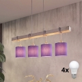 Brilagi - LED-Hängeleuchte NUBILA mit Kabelabhängung 4xE27/60W/230V grau/lila