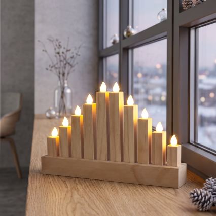 BRILAGI - LED hölzerner Weihnachtskerzenhalter 10xLED/2xAA